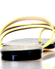 Back view of Yellow square-toe flip-flops with cushioned footbed, extended sizes - Peculiarity Footwear, LLC