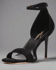 Women's black cushioned ankle strap heels, sizes 10, 13.5, 14.5 - Peculiarity Footwear, LLC