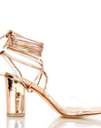 Gold chunky heel sandals with ankle strap, sizes 8-14 - Peculiarity Footwear, LLC