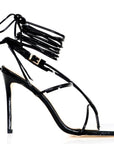 Women's black stiletto heels, square-toe, extended sizes available - Peculiarity Footwear, LLC