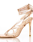 Chic gold square-toe stiletto heeled sandals, sizes 8-14 - Peculiarity Footwear, LLC
