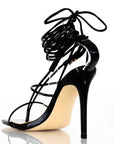 Black stiletto heels with square-toe, perfect for special events - Peculiarity Footwear, LLC