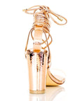 Gold chunky heels for women, size 8-14, perfect for Texas summers - Peculiarity Footwear, LLC