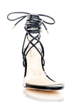Black chunky heel sandals for women, available in Texas and North America - Peculiarity Footwear, LLC