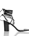 Comfortable black chunky heel sandals for women, extended sizes - Peculiarity Footwear, LLC
