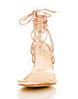 Women's gold chunky heel sandals, sizes 8-14, Dallas, TX - Peculiarity Footwear, LLC