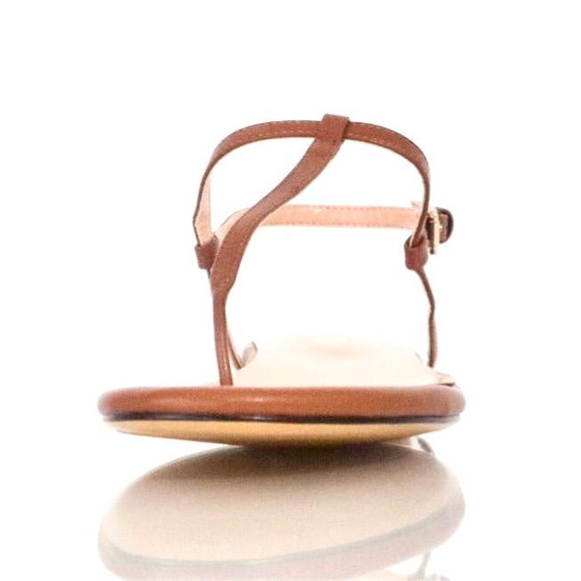 Comfortable brown ankle strap thong sandals for women, summer style - Peculiarity Footwear, LLC