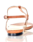 Brown thong sandals for women, secure ankle straps, extended sizes - Peculiarity Footwear, LLC