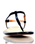Stylish black thong sandals with ankle straps, available in sizes 11-15 - Peculiarity Footwear, LLC