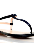 Black thong sandals with cushioned sole and ankle straps, sizes 11-15 - Peculiarity Footwear, LLC