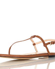 Brown thong sandals with adjustable ankle straps, extended sizes - Peculiarity Footwear, LLC