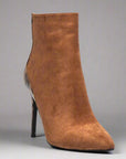 Brown suede leopard strip ankle boots for women, sizes 10-15 - Peculiarity Footwear, LLC
