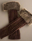 Brown fur leg warmers, pair with suede boots, extended sizes available - Peculiarity Footwear, LLC