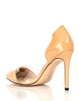 Beige nude leather heels offering a classic look, perfect for sizes 8-13. - Peculiarity Footwear, LLC