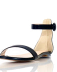 Black leather cushioned ankle sandals for women, sizes 10-14 - Peculiarity Footwear, LLC