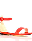 Red leather ankle strap sandals with cushioned footbed - Peculiarity Footwear, LLC