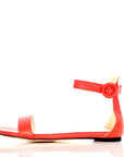 Extended size women's red leather ankle sandals with cushioning - Peculiarity Footwear, LLC