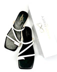 White or Yellow Squared-Toe Flip Flops - Peculiarity Footwear, LLC