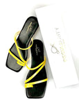 White or Yellow Squared-Toe Flip Flops - Peculiarity Footwear, LLC