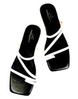 White or Yellow Squared-Toe Flip Flops - Peculiarity Footwear, LLC