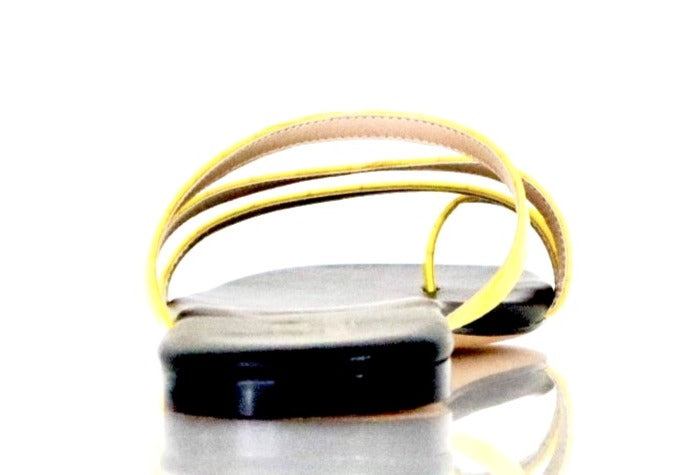 Back view of Yellow square-toe flip-flops with cushioned footbed, extended sizes - Peculiarity Footwear, LLC