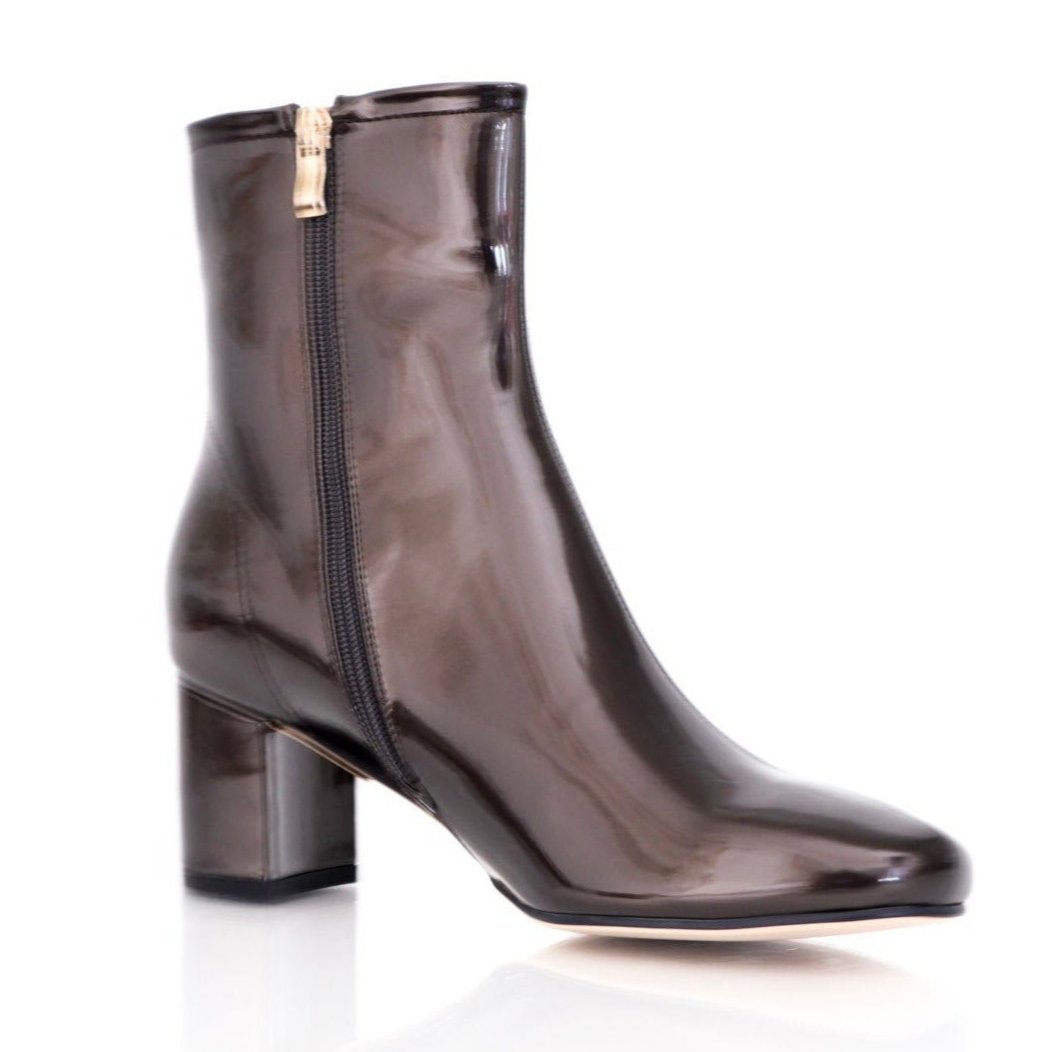 Black patent leather ankle boots for women, extended sizes - Peculiarity Footwear, LLC