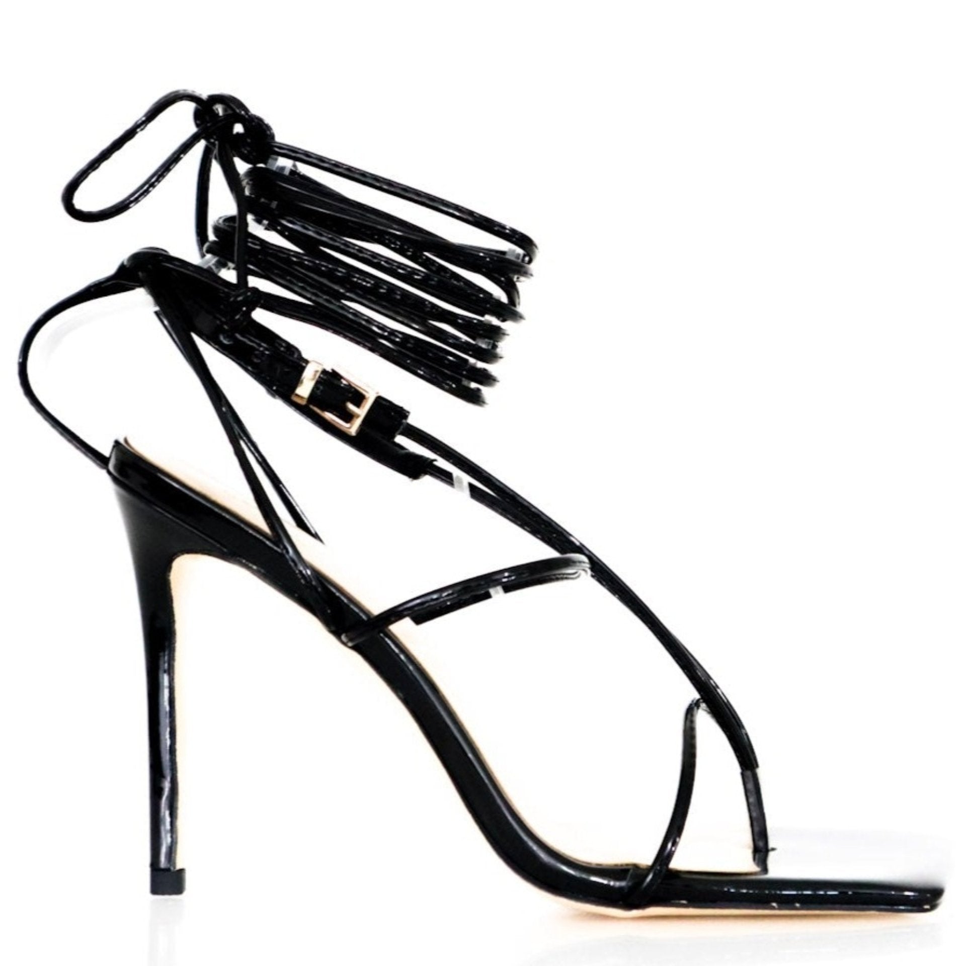 Women's black stiletto heels, square-toe, extended sizes available - Peculiarity Footwear, LLC