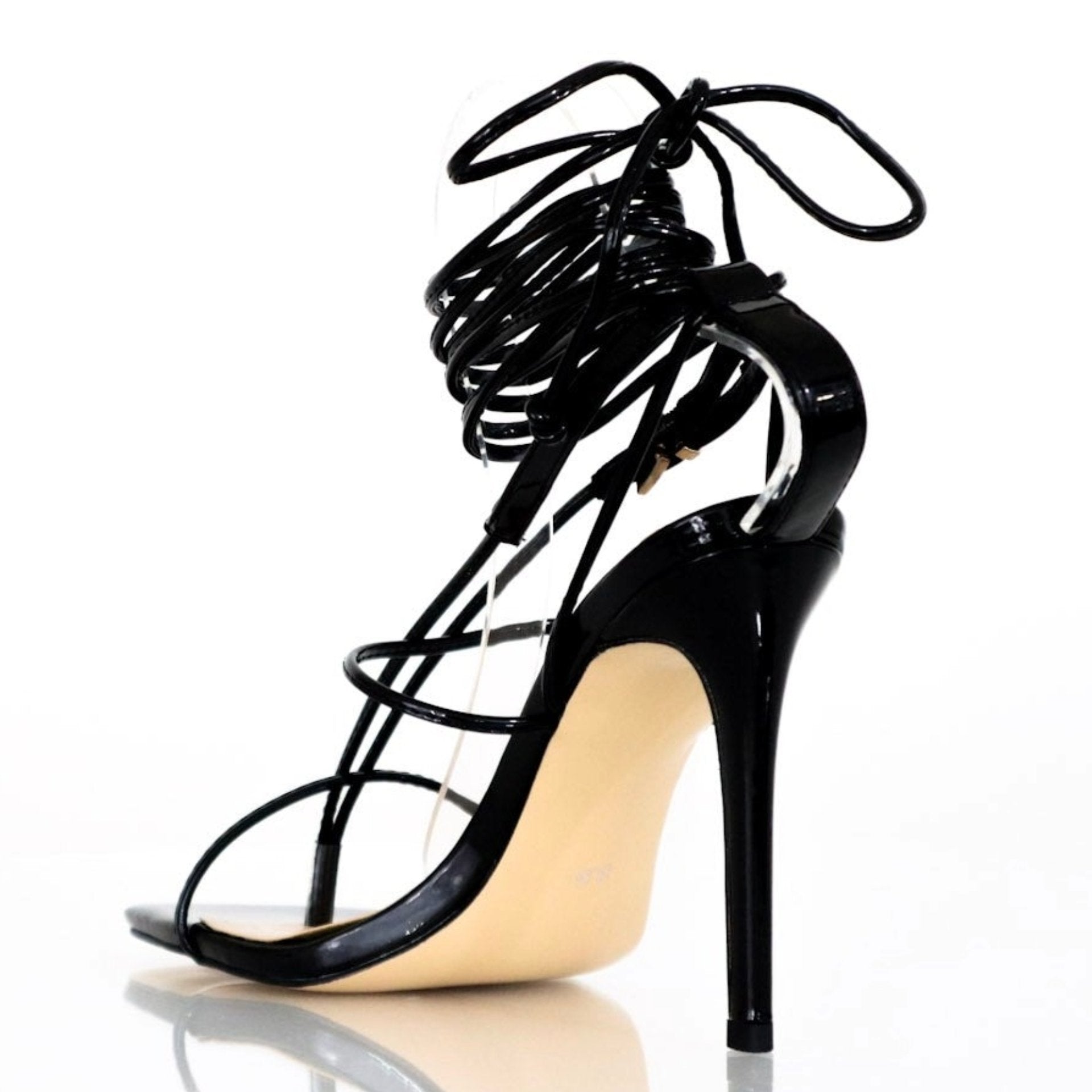 Black stiletto heels with square-toe, perfect for special events - Peculiarity Footwear, LLC