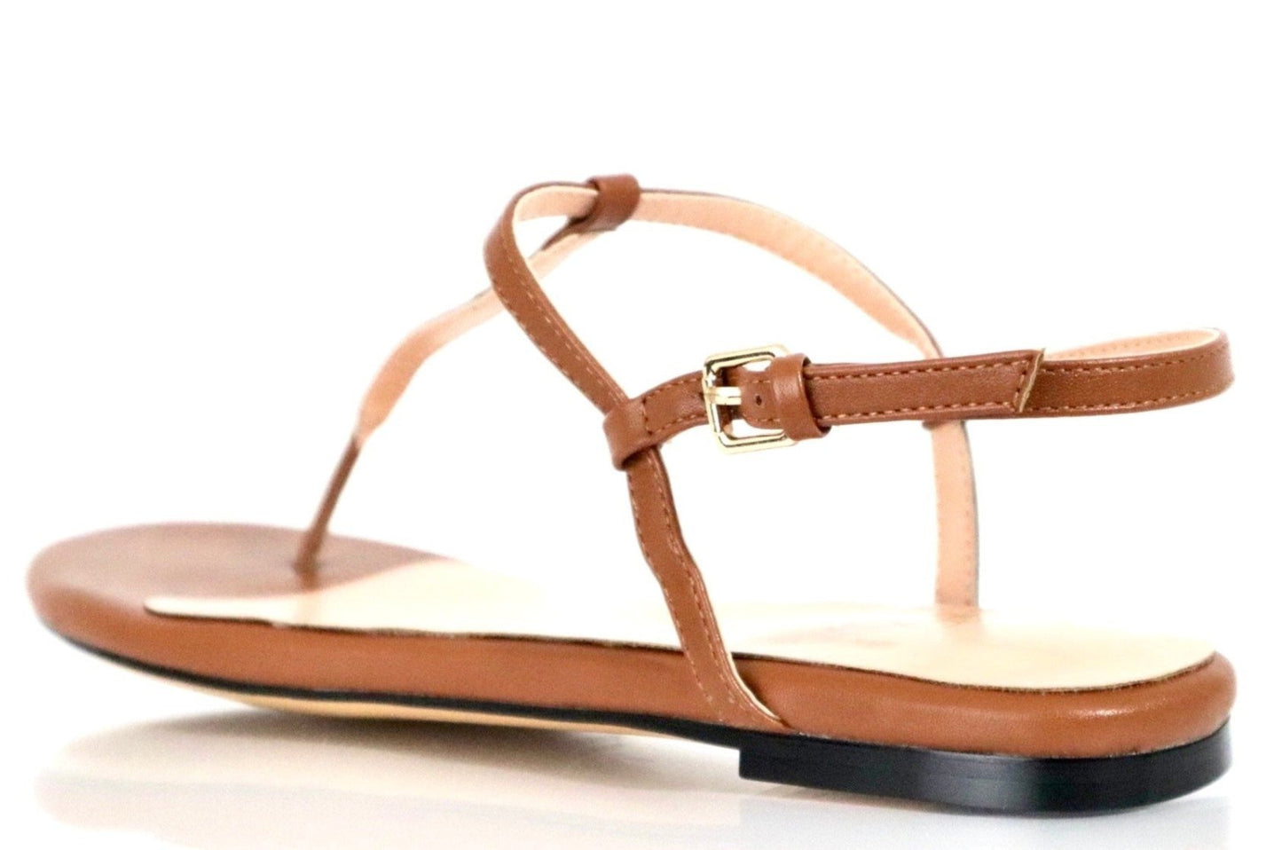 Women's brown thong sandals, ankle strap design for added support - Peculiarity Footwear, LLC