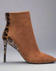 Leopard print accent brown ankle boots, sizes 10-15 - Peculiarity Footwear, LLC