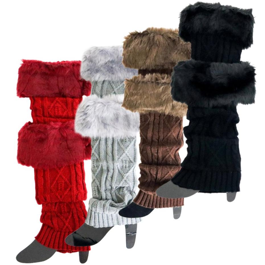 Chic Faux Fur Leg Warmers: in 4 Fashionable Colors - Peculiarity Footwear, LLC