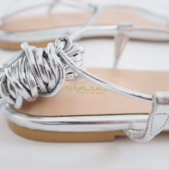 Silver Gladiator Sandals - Extended-Sizes - Peculiarity Footwear Collection