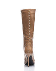 Stylish narrow calf boots, nude color, size 10-15 - Peculiarity Footwear, LLC