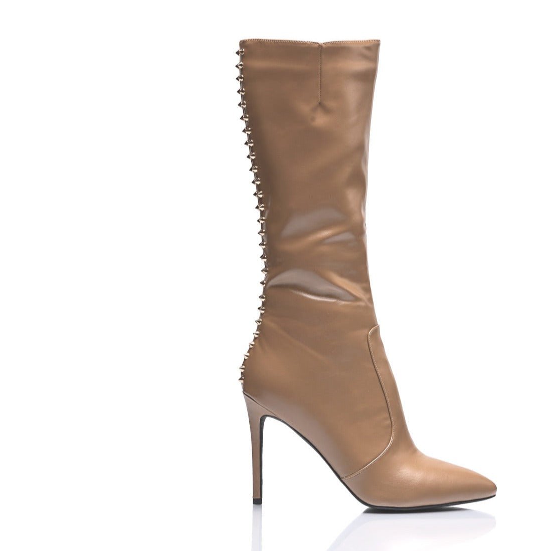 Women's extended size nude calf boots, narrow fit - Peculiarity Footwear, LLC